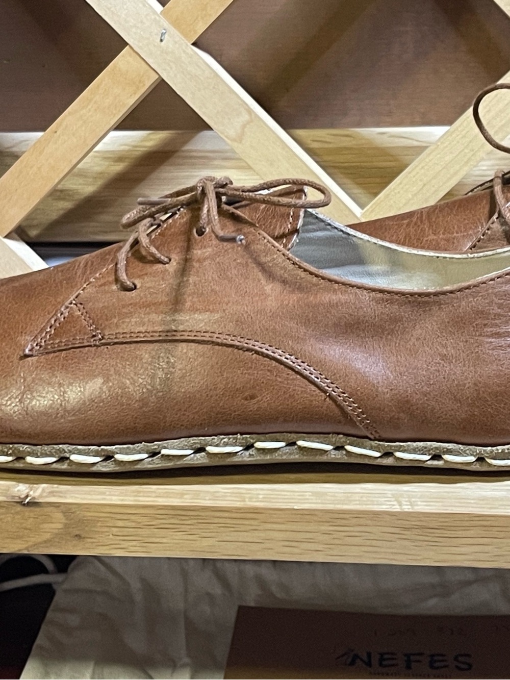 NIB-EUC-Nefes Genuine Handmade Leather Oxford Barefoot ‘Grounding Shoes W Sz 10 - Picture 7 of 16